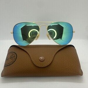 Ray Ban RB3025 112/19 Gold Aviator Large Metal Green Flash Sunglasses 58[]14
